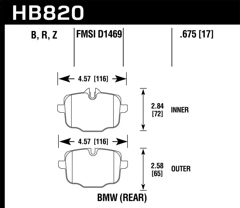 Hawk 12-17 Bmw M6 / 14-17 Bmw M6 Gran Coupe / 13-16 Bmw M5 Performance Ceramic Rear Brake Pads 2