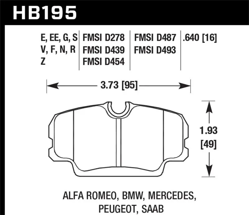 Hawk 84-4/91 Bmw 325 (E30) Ht-10 Hp+ Street Front Brake Pads 1