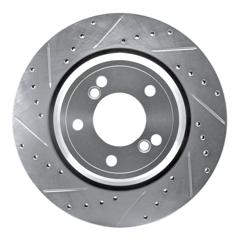 R1 00-06 Bmw M5 Rear Left Drilled & Slotted Silver Brake Rotor 1