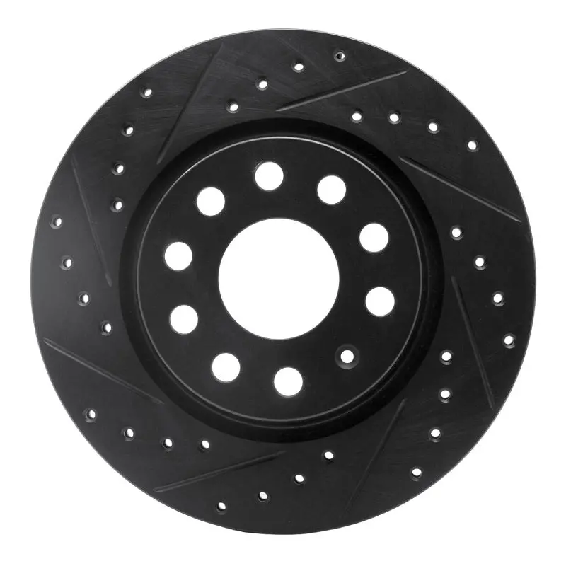 R1 05-15 Volkswagen Bora (Mexico) Front Left Drilled & Slotted Black Brake Rotor 1