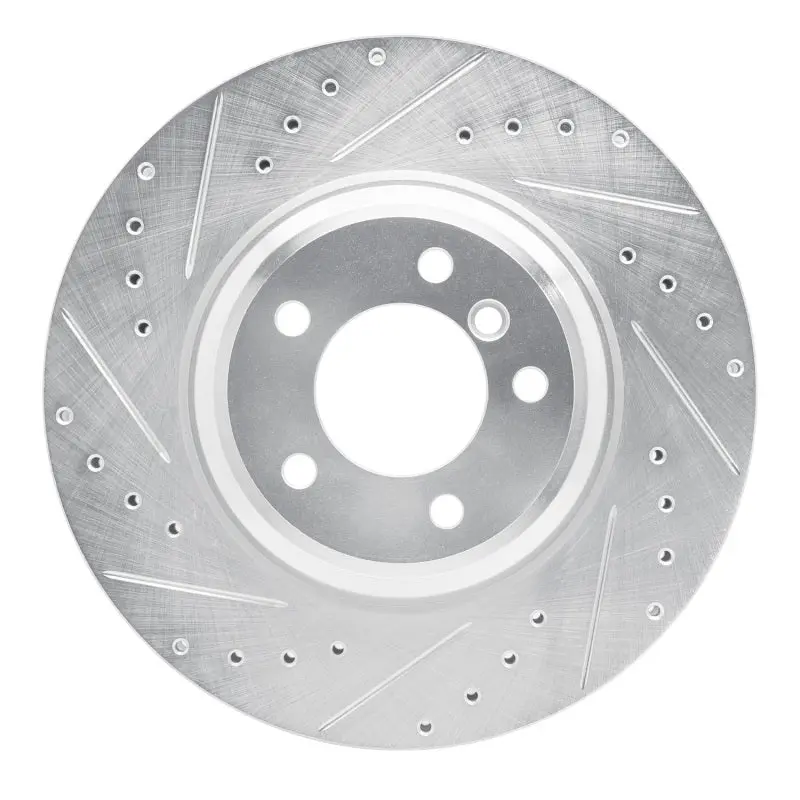 R1 07-15 Bmw 335Xi Front Left Drilled & Slotted Silver Brake Rotor 1