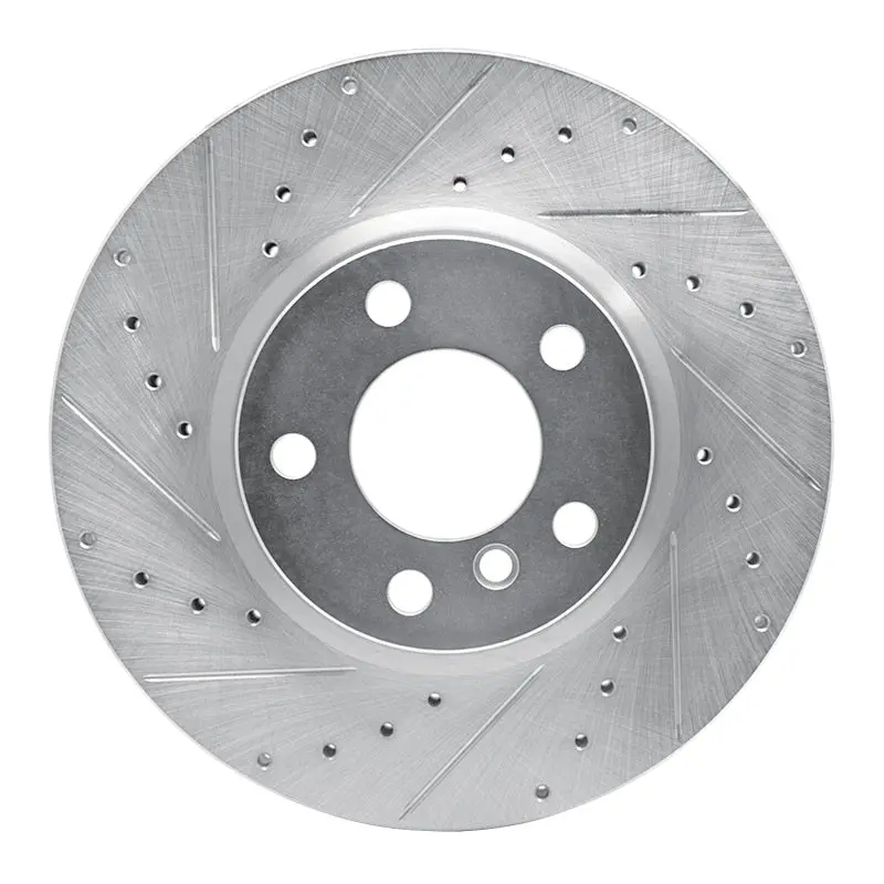 R1 11-18 Bmw X3 Front Left Drilled & Slotted Silver Brake Rotor 1