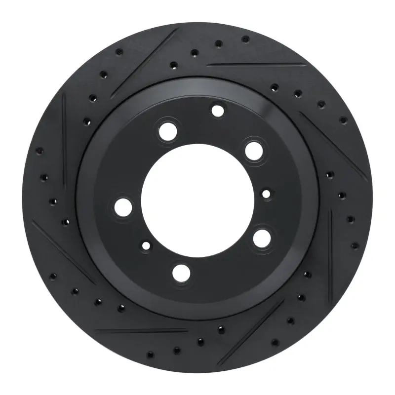 R1 -23 Porsche Cayenne Rear Left Drilled & Slotted Black Brake Rotor 1