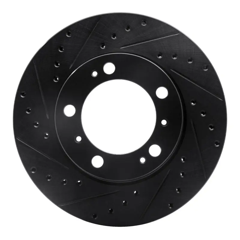 R1 97-04 Porsche Boxster Front Left Drilled & Slotted Black Brake Rotor 1