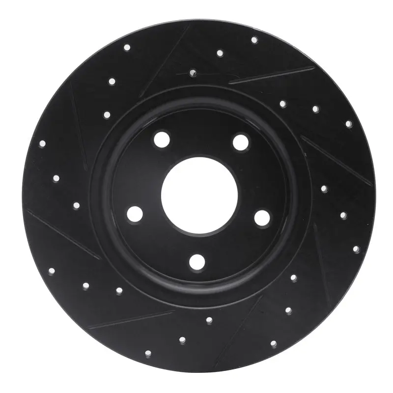 R1 12-20 Chrysler Town & Country Rear Right Drilled & Slotted Black Brake Rotor 2
