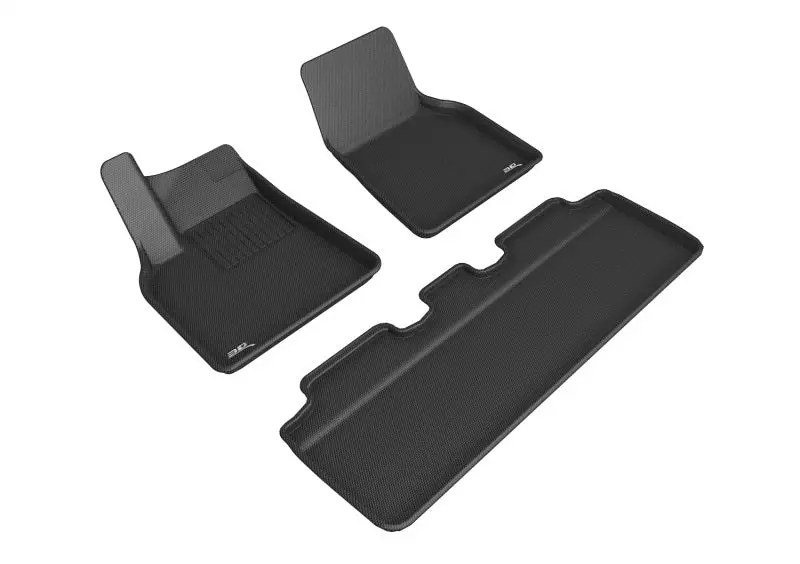 3D Maxpider 21-22 Tesla Model Y 1St & 2Nd Row Floormats - Black 1