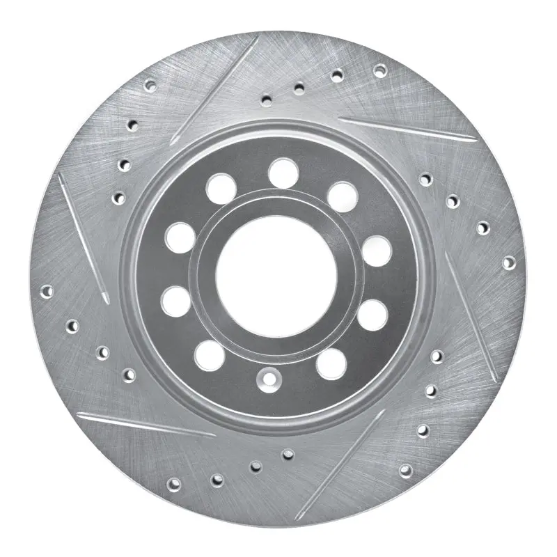 R1 05-15 Volkswagen Jetta Sedan Front Left Drilled & Slotted Silver Brake Rotor 1