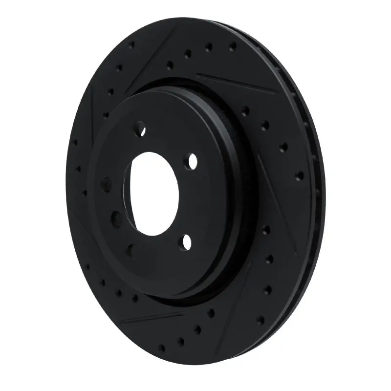 R1 01-06 Bmw 330Ci Rear Left Drilled & Slotted Black Brake Rotor 2