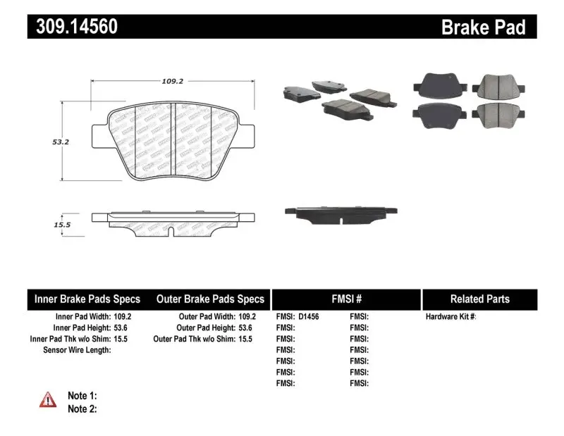 Stoptech Performance Volkswagen Rear Brake Pads 1