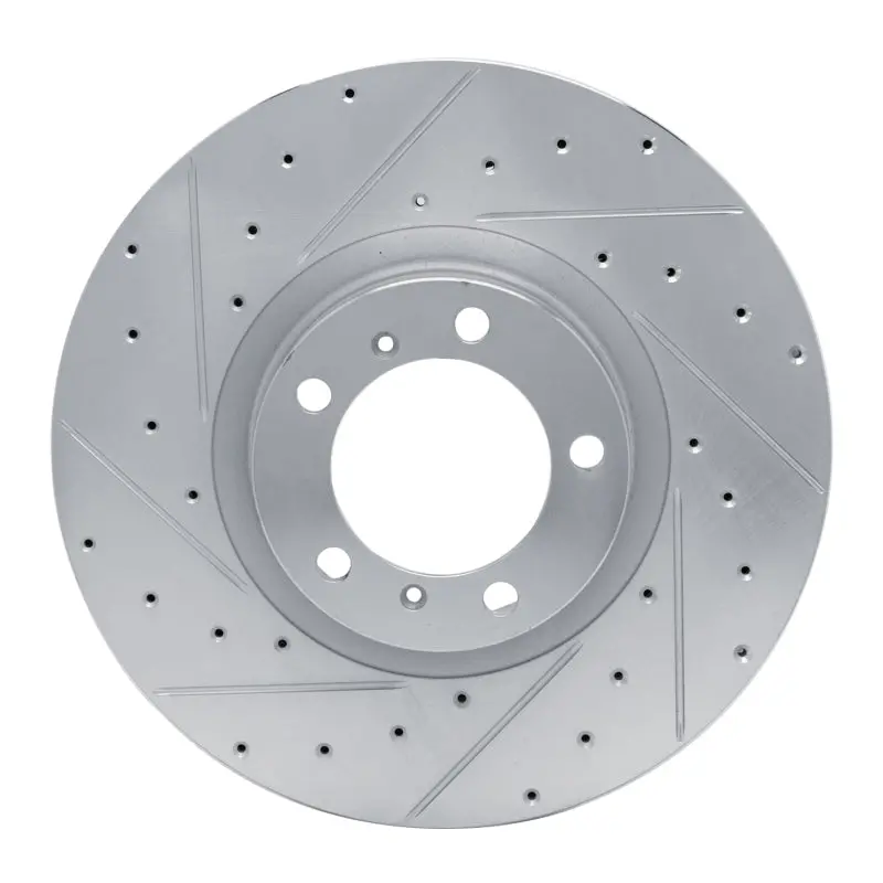 R1 10-24 Audi Rs E-Tron Gt Left Front Drilled & Slotted Silver Brake Rotor 1