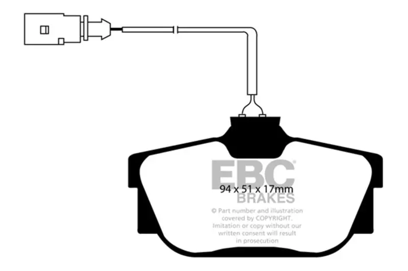 Ebc 00 Volkswagen Eurovan 2.8 (Ate) With Wear Leads Greenstuff Rear Brake Pads 1