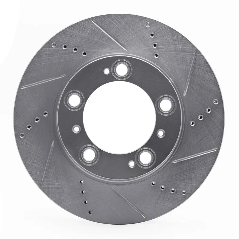 R1 97-04 Porsche Boxster Front Right Drilled & Slotted Silver Brake Rotor 1