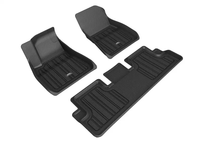 3D Maxpider 2020-2022 Tesla Model 3 Elitect 1St & 2Nd Row Floormats - Black 1