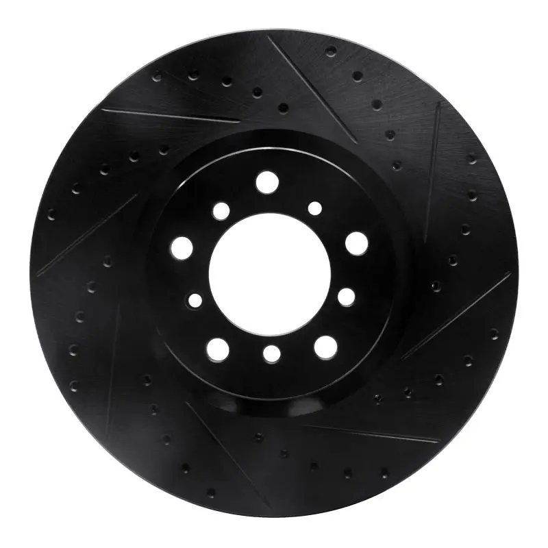 R1 00-03 Bmw M5 Left Front Drilled & Slotted Black Brake Rotor 1