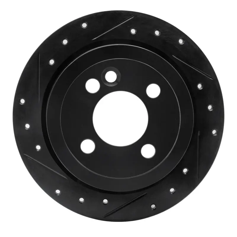 R1 02-15 Mini Cooper (Excl Clubman) Rear Left Drilled & Slotted Black Brake Rotor 1