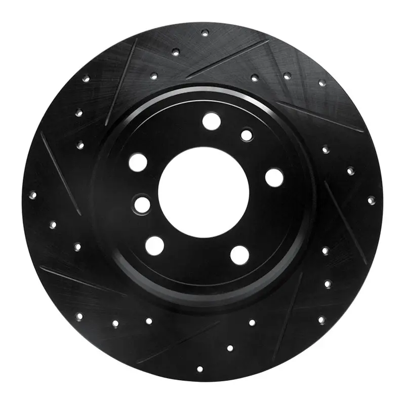 R1 91-01 Bmw 740Il Rear Left Drilled & Slotted Black Brake Rotor 1