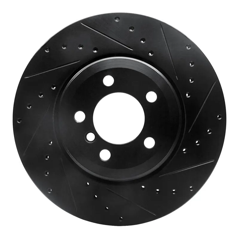 R1 02-05 Bmw 745Li Rear Right Drilled & Slotted Black Brake Rotor 1