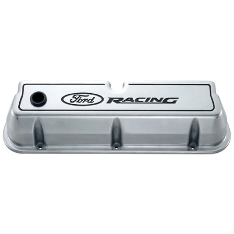 Ford Racing Logo Die-Cast Black Valve Covers Polished 1