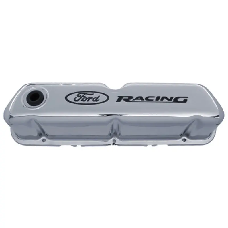 Ford Racing Logo Stamped Steel Valve Covers - Chrome 1