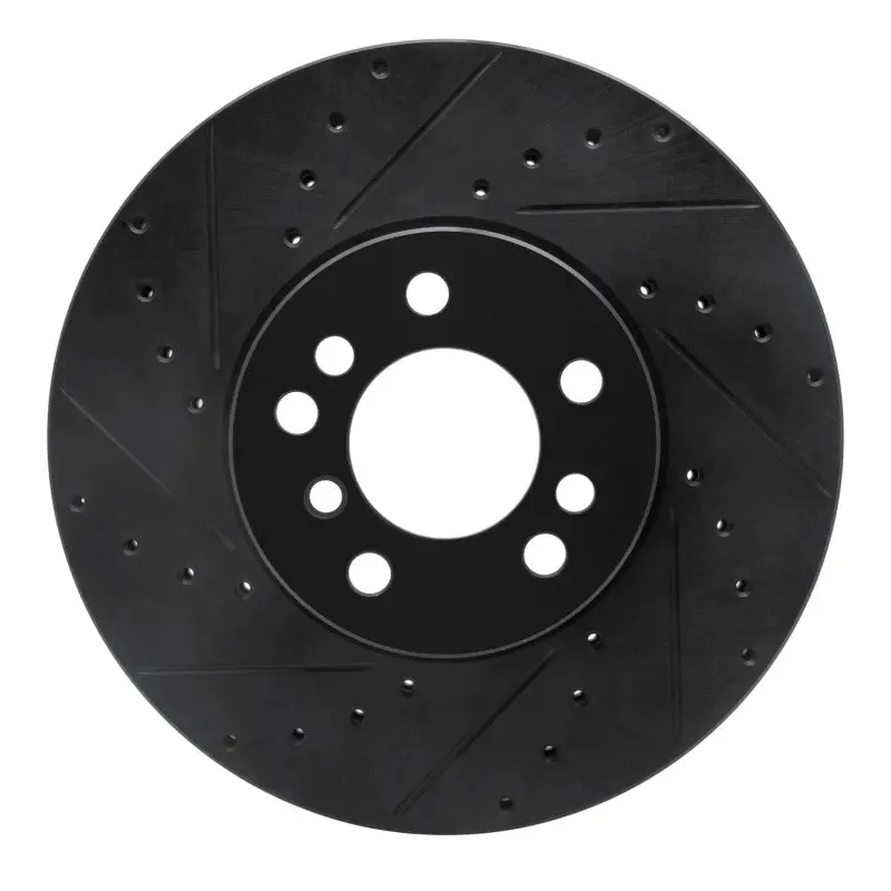 R1 00-06 Bmw X5 Front Left Drilled & Slotted Black Brake Rotor 1