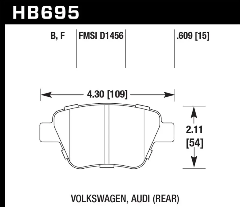 Hawk 12 Audi A3 / 11-12 Vw Golf Gti/Jetta S/Jetta Se/Jetta Sel/Jetta Tdi Hps Street Rear Brake Pads 2