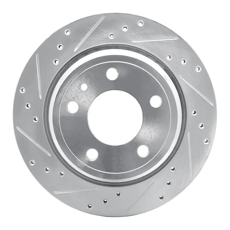 R1 88-94 Bmw 740I Rear Left Drilled & Slotted Silver Brake Rotor 1