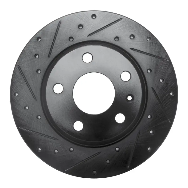 R1 08-15 Audi Tt Quattro Rear Left Drilled & Slotted Black Brake Rotor 1