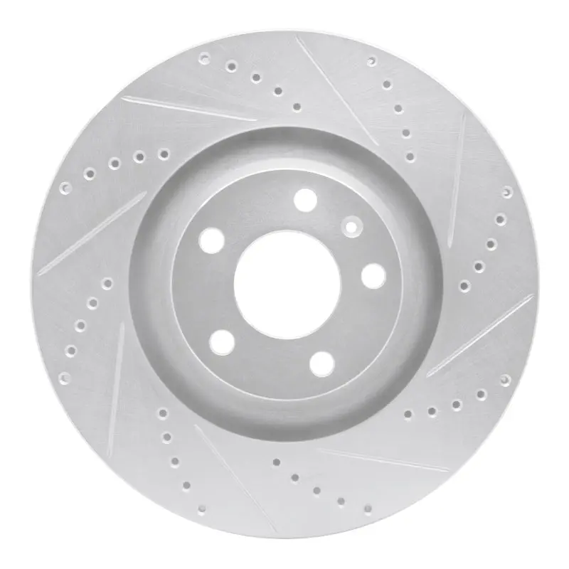 R1 05-11 Audi A6 Quattro Front Right Drilled & Slotted Silver Brake Rotor 1
