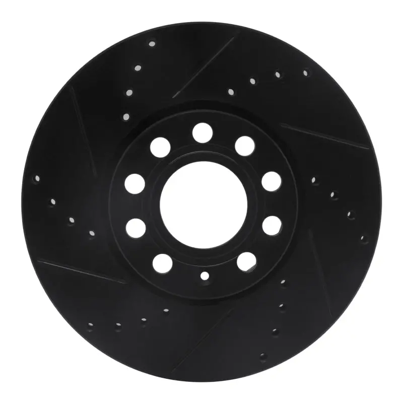 R1 92-08 Audi A4 (Mexico) Front Left Drilled & Slotted Black Brake Rotor 1