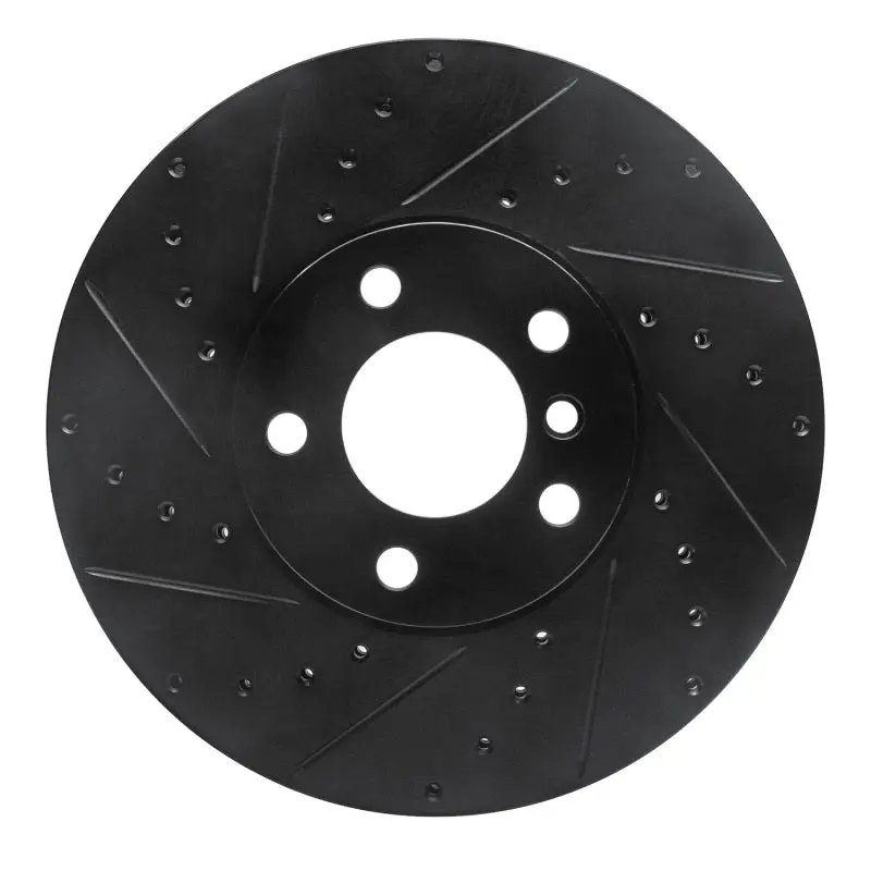 R1 07-19 Bmw X6 Front Left Drilled & Slotted Black Brake Rotor 1