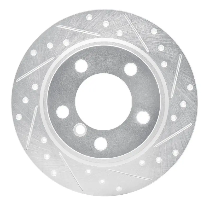 R1 11-16 Mini Cooper Paceman Rear Right Drilled & Slotted Silver Brake Rotor 1