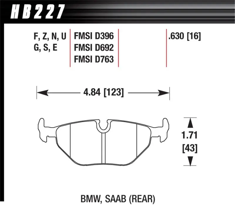 Hawk 92-95 Bmw 325Is / 96-02 Bmw M3 Dtc-70 Race Rear Brake Pads 1
