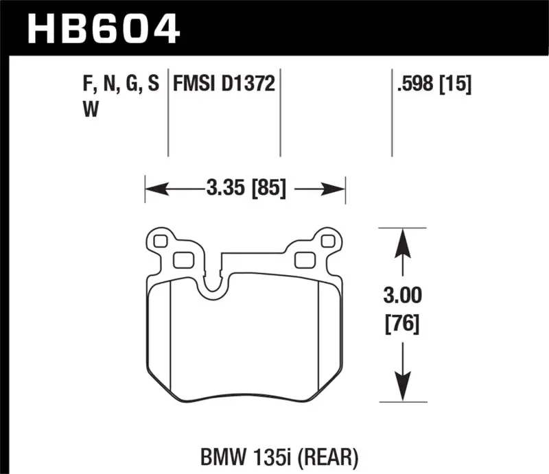 Hawk Bmw 135I Dtc-60 Race Rear Brake Pads 1