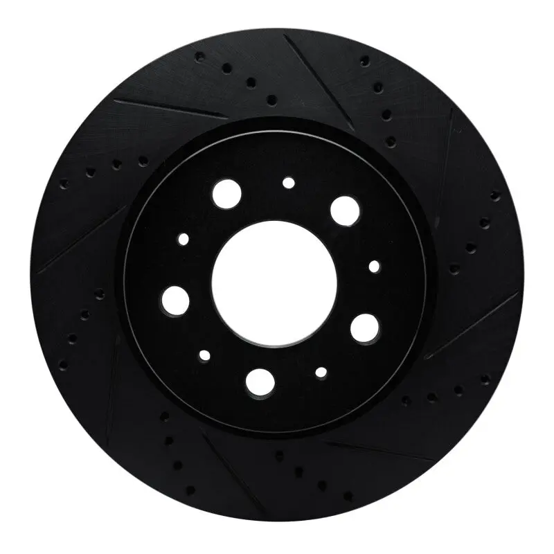 R1 17-25 Tesla Model 3 Front Right Drilled & Slotted Black Brake Rotor 1
