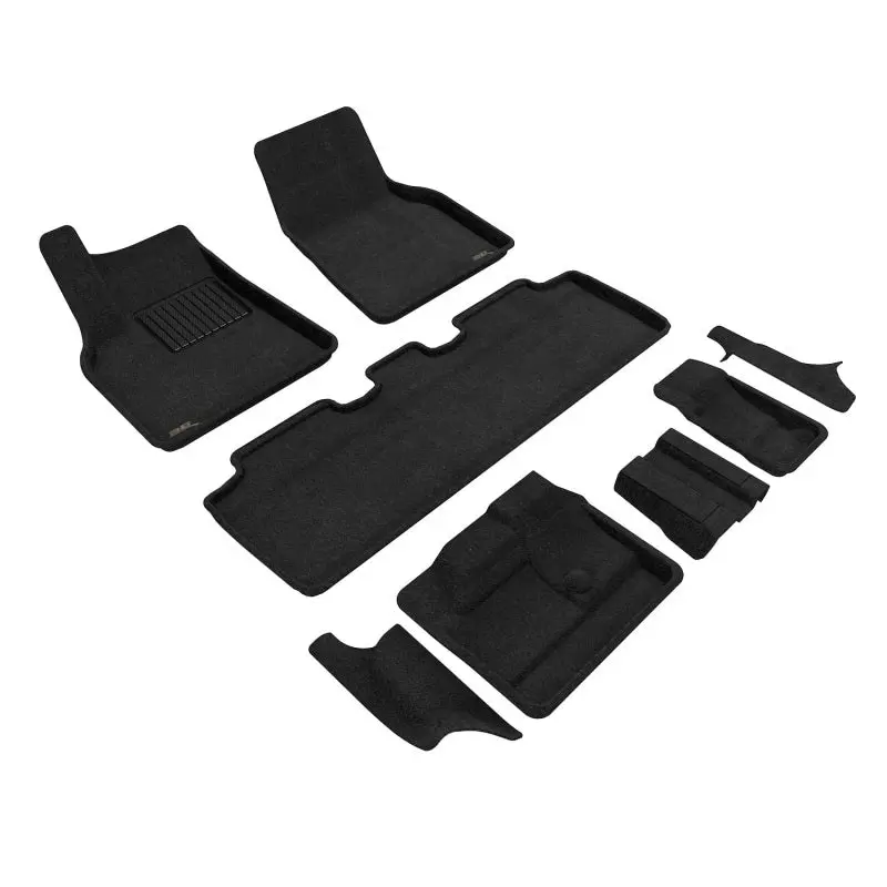3D Maxpider 21-23 Tesla Model Y 7-Seat Elegant Floor Mat- Black 1St Row 2Nd Row 3Rd Row 1