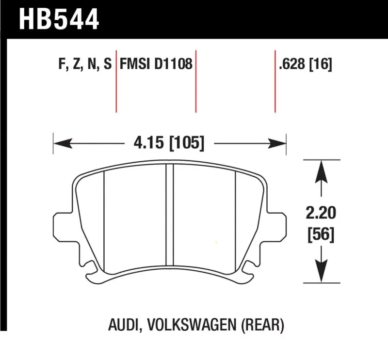 Hawk Audi A3 / A4 / A6 Quattro Performance Ceramic Rear Brake Pads 2