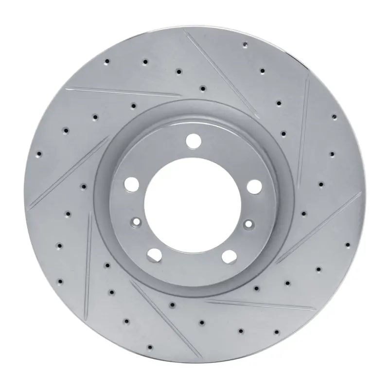 R1 10-24 Audi Rs E-Tron Gt Right Front Drilled & Slotted Silver Brake Rotor 1
