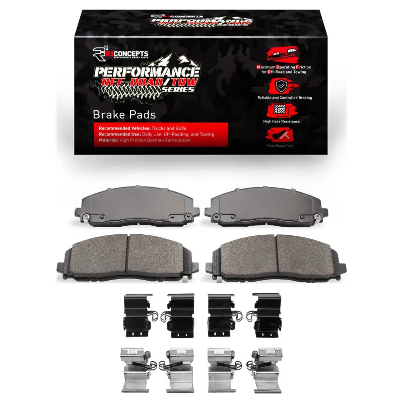 R1 2012-2025 Chrysler Town & Country Front Performance Off-Road/Tow Brake Pads & Hardware Kit 1