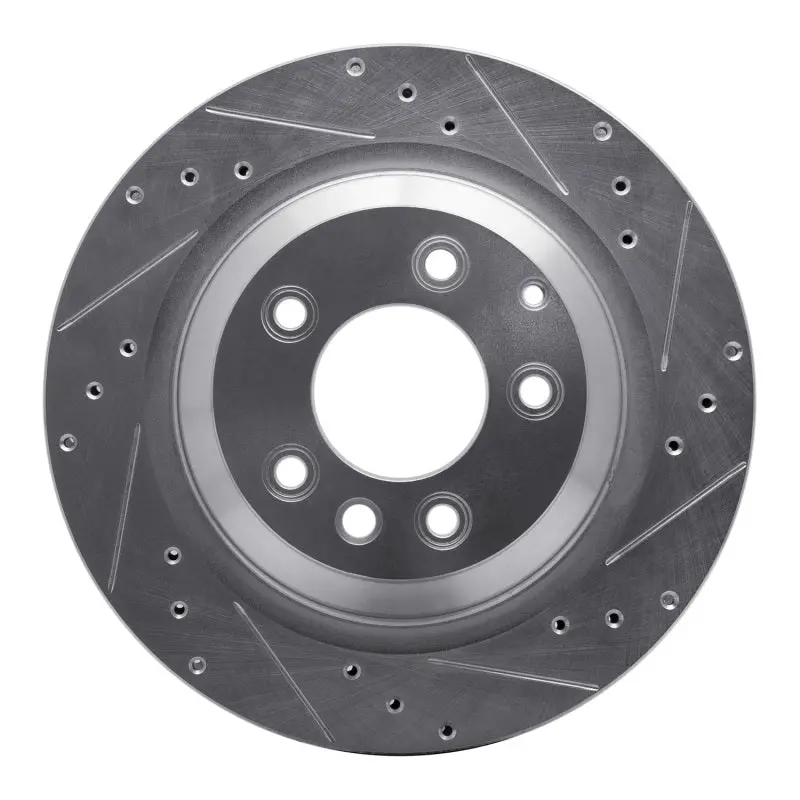 R1 05-18 Porsche Cayenne Rear Right Drilled & Slotted Silver Brake Rotor 1