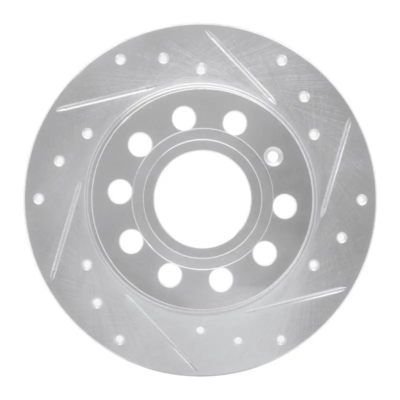 R1 10-19 Audi A3 Rear Right Drilled & Slotted Silver Brake Rotor 1
