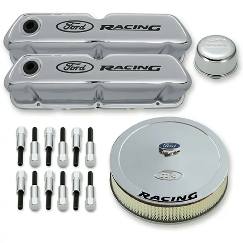 Ford Racing Complete Dress Up Kit Chrome Finish W/Black Emblems 1