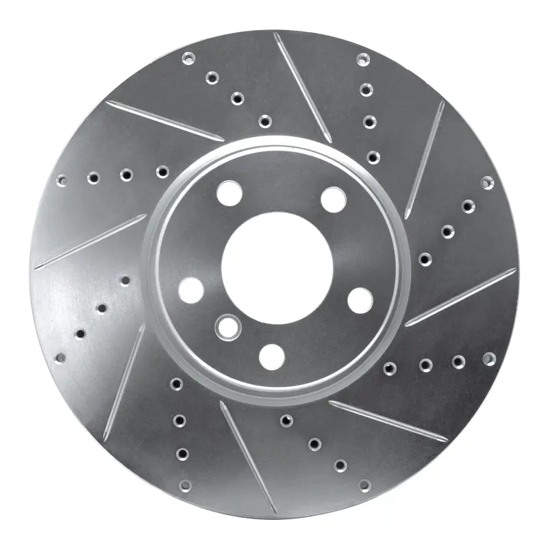 R1 10-18 Bmw 535I Gt Left Front Drilled & Slotted Silver Brake Rotor 1