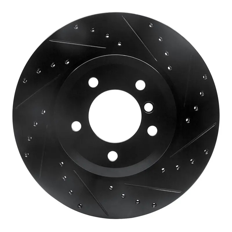 R1 01-08 Bmw 330I Front Right Drilled & Slotted Black Brake Rotor 1