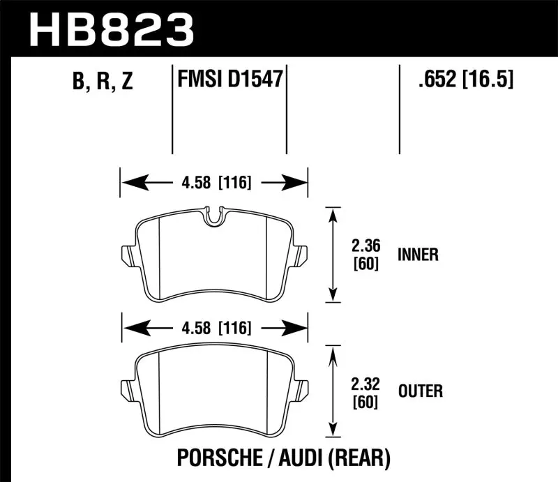 Hawk 11-18 Audi A8 Quattro Hps 5.0 Rear Brake Pads 2