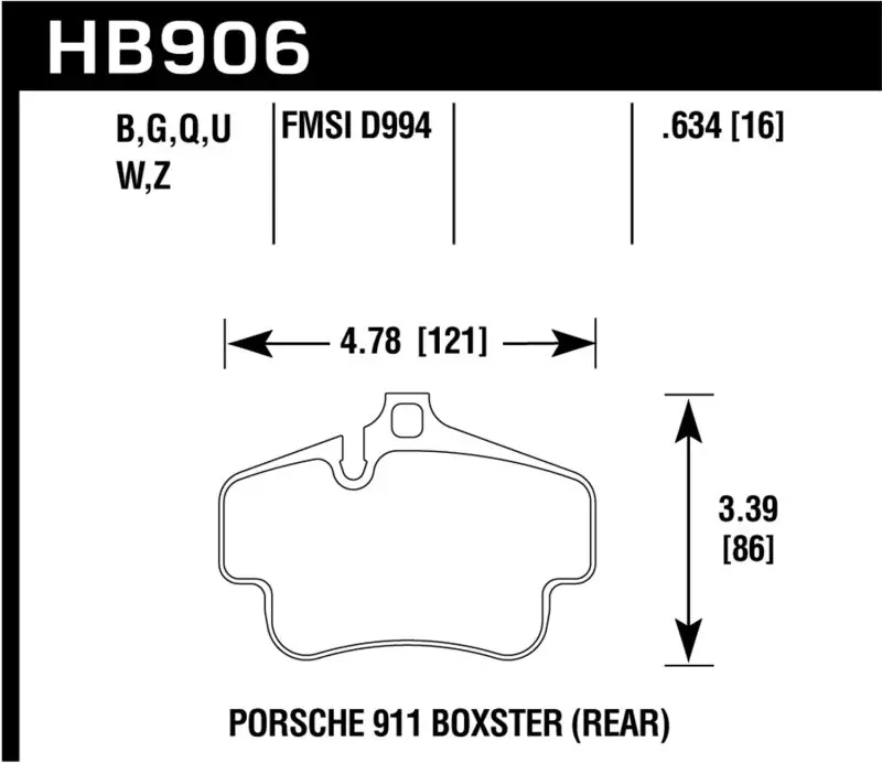 Hawk 02-10 Porsche 911 Hps 5.0 Rear Brake Pads 1