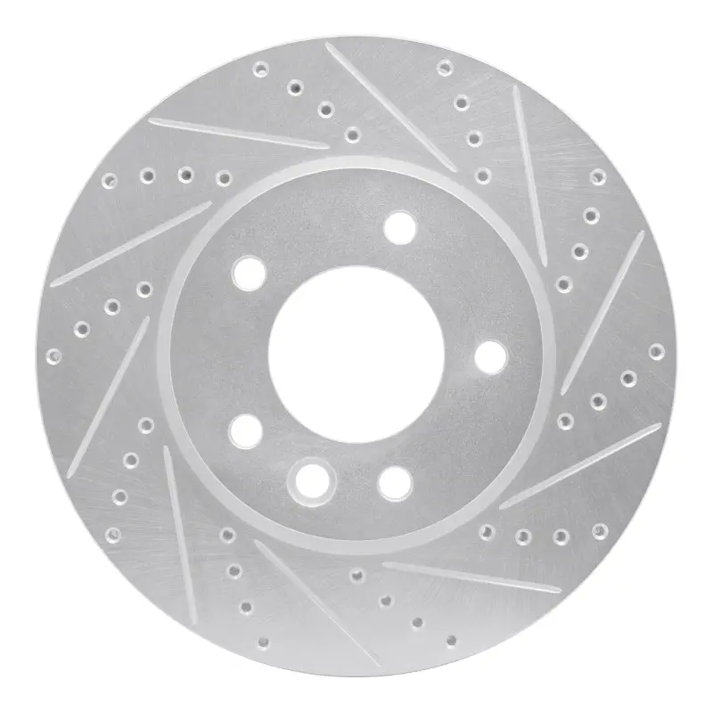R1 03-18 Porsche Cayenne Right Front Drilled & Slotted Silver Brake Rotor 1