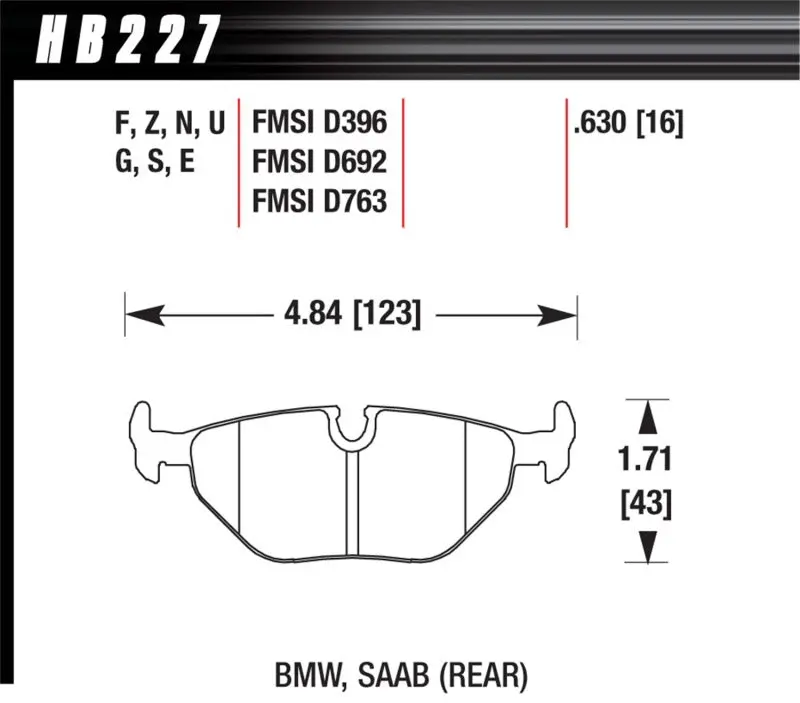 Hawk 95-99 Bmw M3 E36 Hp+ Street Rear Brake Pads 2