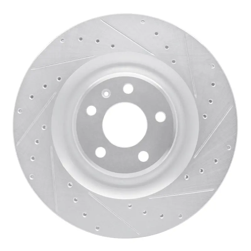 R1 17-25 Audi S8 Rear Right Drilled & Slotted Silver Brake Rotor 1