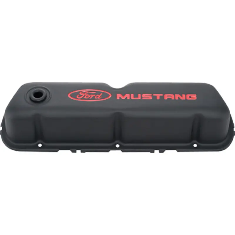 Ford Mustang Logo Black Crinkle Valve Cover 1