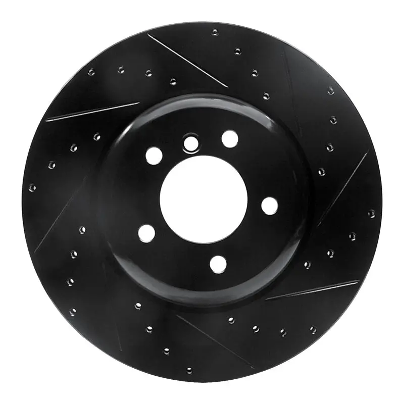 R1 04-10 Bmw 650I Convertible Front Right Drilled & Slotted Black Brake Rotor 1